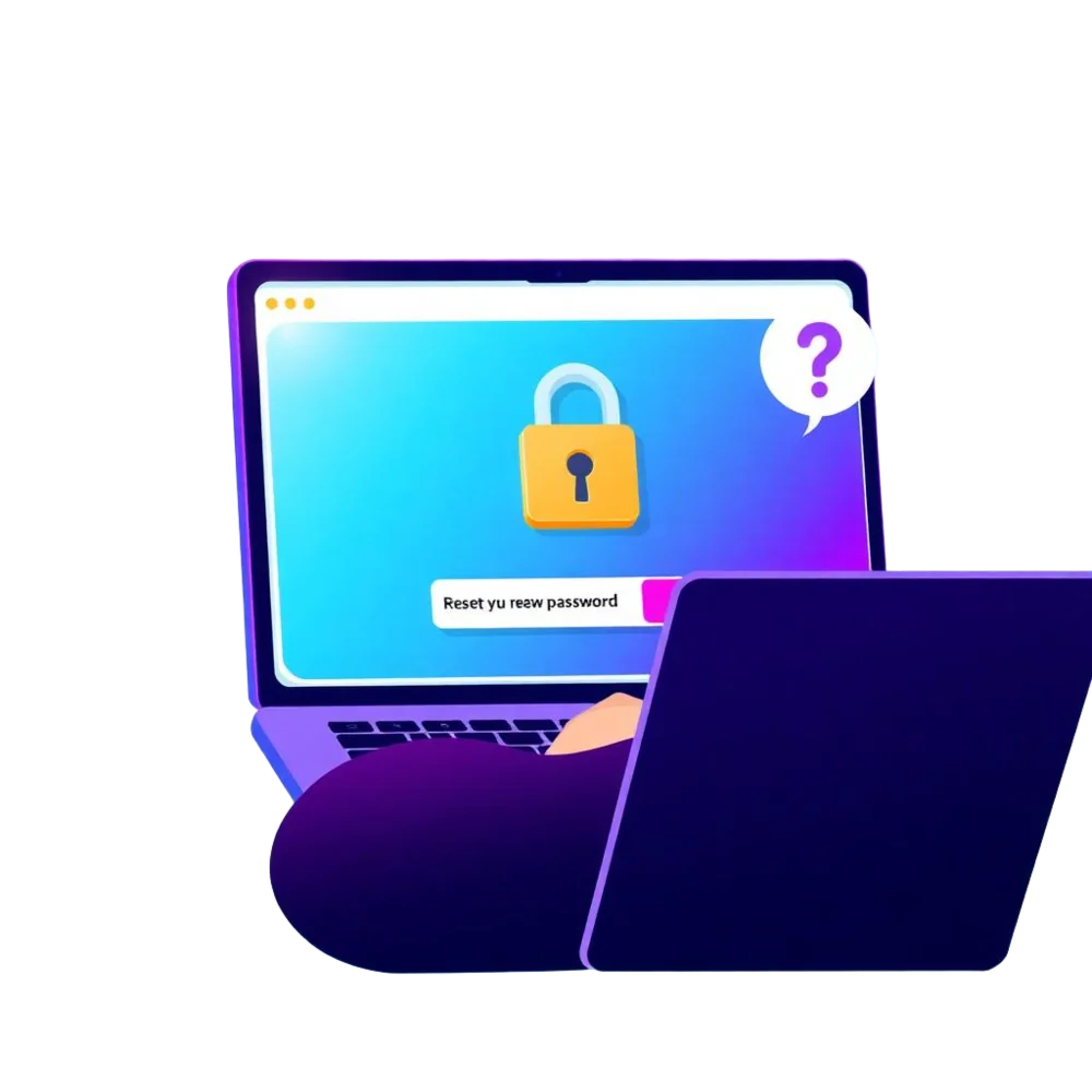 Illustration of a person resetting their forgotten password on a computer